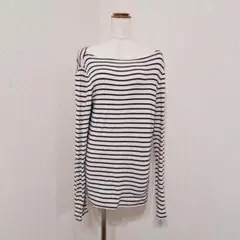 GAP【L】ボートネックカットソー　長袖　プルオーバー　ボーダー　薄手
