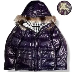 バーバリーブラックレーベル 6way 刺繍ホースロゴ ダウンジャケット パープル