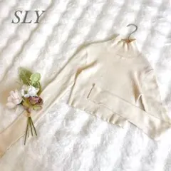 スライ◆リブニット アイボリー ショート丈 タートルネック ガーリー 大人可愛い