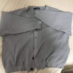 グレー リブ編み カーディガン