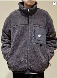 ボアフルジップスタンドネックブルゾン　ダークグレー　XL