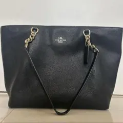 COACH ブラックレザーショルダーバッグ