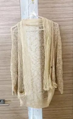 axes femme レース装飾 カーディガン ベージュ