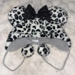 ディズニー ファンキャップ ミニー 帽子 グレー ギャル ヒョウ柄 白黒