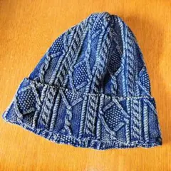 ★デニム調　ニット帽　ブルー★