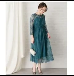 アーバンリサーチロッソ 配色レースミディドレス