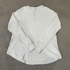 UNIQLO メンズ ワッフルヘンリーネックT 長袖 ホワイト Lサイズ