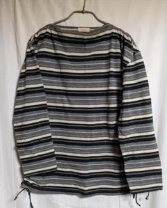 ミセス　ラメ糸ボーダーハイネック長袖トップス 上品　LLサイズ