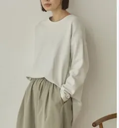 【新品】 SansSouci 34+リップルダブルフェイス裾ラウンド ホワイト