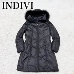 INDIVI ダウンコート ファックスファー ブラック 38 Aライン