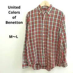【ユナイテッドカラーズオブベネトン】チェック柄 シャツ 赤緑白 ヴィンテージ
