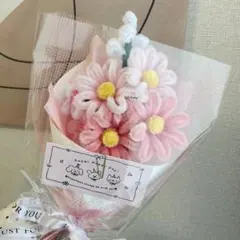 韓国風/枯れない花/モールフラワー/ピンクの花束ブーケのサムネイル