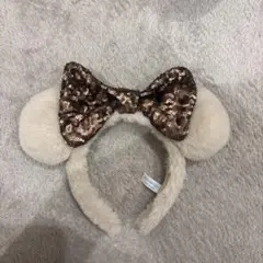 ディズニー　リボン付きファーカチューシャ