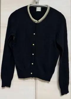 【美品】Tiara パールネックカーディガン 黒