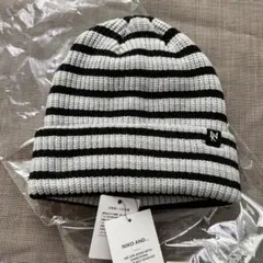niko and... ネームポイントニットワッチ ニット帽 モノクロ ボーダー