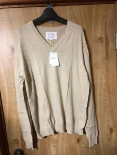 新品 Urban Research 麻混 Vネックセーター メンズ40 キナリ