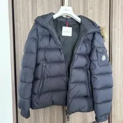 【美品】MONCLER ネイビー マルク リアルファーデッドダウン サイズ0