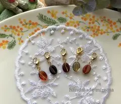 ＊ステッチマーカー＊コーヒー豆風ビーズ＊5個セット＊段数マーカー＊編み物小物＊