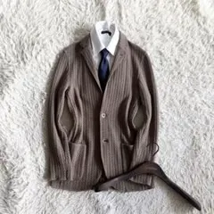 <極美品>LARDINI ブラウン ウール ニットジャケット サイズXS相当のサムネイル