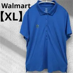 Walmart 【XL】ゆったりサイズ　ワンポイント　レディース ポロシャツ青