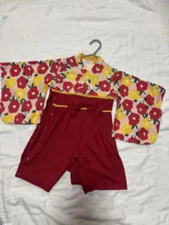 椿柄　花柄　ベビー着物 90cmベビー袴
