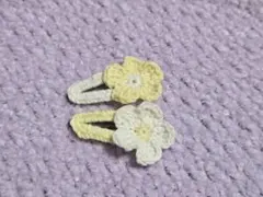 編み物花柄ヘアピン 2個セット