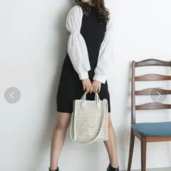 FREE'S MART フリーズマート 布帛ドッキングパフスリーブミニワンピース