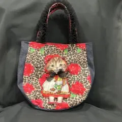 みー様専用 コヤンイサムチョン，ハンドメイド豹柄，デニムトートバック。