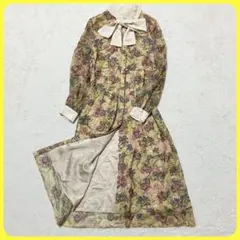 極美品 グレースコンチネンタル 花柄 刺繍 ボウタイ 36 シャツ ワンピース