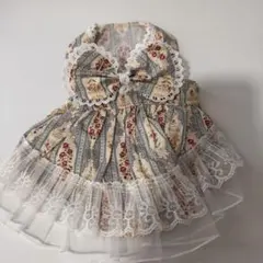 花柄ストライプフリル犬猫用ドレス