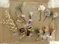 ドライフラワーとパールのヘアアクセサリーセット