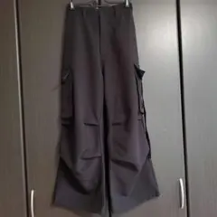 リル rill ドレープ ヴィンテージライクデニム ワイドスラックスカーゴパンツ