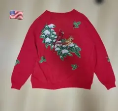 アメリカ製　ヴィンテージ　クリスマス刺繍 スウェット 裏起毛