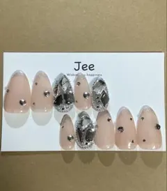 ネイルチップ パーツ 埋めつくし ピンクベージュ