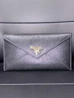 PRADA エンベロープウォレット　ブラックレザー長財布