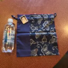 藍染 蝶と花模様 和装バッグ