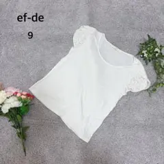 エフデ 白カットソー 9 レース袖 半袖トップス リヨセル混 きれいめ上品のサムネイル