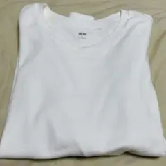 スムースストレッチコットンクルーネックＴホワイト 長袖 XL