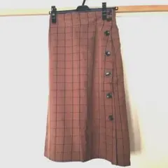 ブラウンチェック タイトスカート Mサイズ