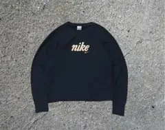 00s NIKE ナイキ スウッシュ 刺繍ロゴ スウェット ネイビー 短丈 M