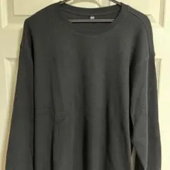 完全未使用　UNIQLO ブラック　ワッフルクルーネックTシャツ　男女兼用