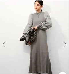 アダムエロペ　ファブリックコンビニットワンピース　チャコール　匿名配送　美品