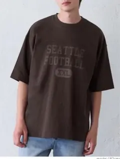 coca ヘビーウェイトプリントフットボールTシャツ ブラウン
