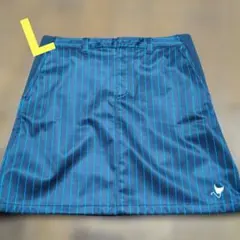 【美品】クランク ゴルフ ストレッチスカート ストライプ柄 黒×青