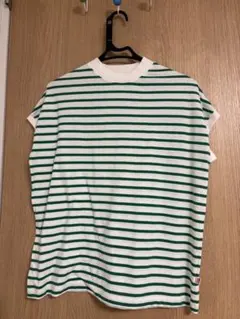 coen トップス　Tシャツ グリーンボーダー　ノースリーブ