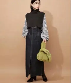 ADAM ET ROPE ステッチデニムIラインスカート　アダムエロペ