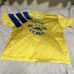 80s adidas イエロー Tシャツ TEAM FODBOLD COMA