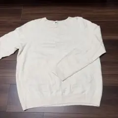 カシミヤ100% アイボリー色 クルーネックニット XLサイズ　ユニクロ