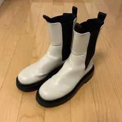 H&M エイチアンドエム サイドゴア チェルシー ブーツ ミドル丈 ベージュ