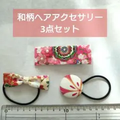 和柄　花柄　ヘアアクセサリー 3点セット　春小物　キッズ　女の子